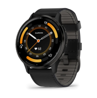 Venu® 3 Slate stainless steel bezel with black case and black leather band 
